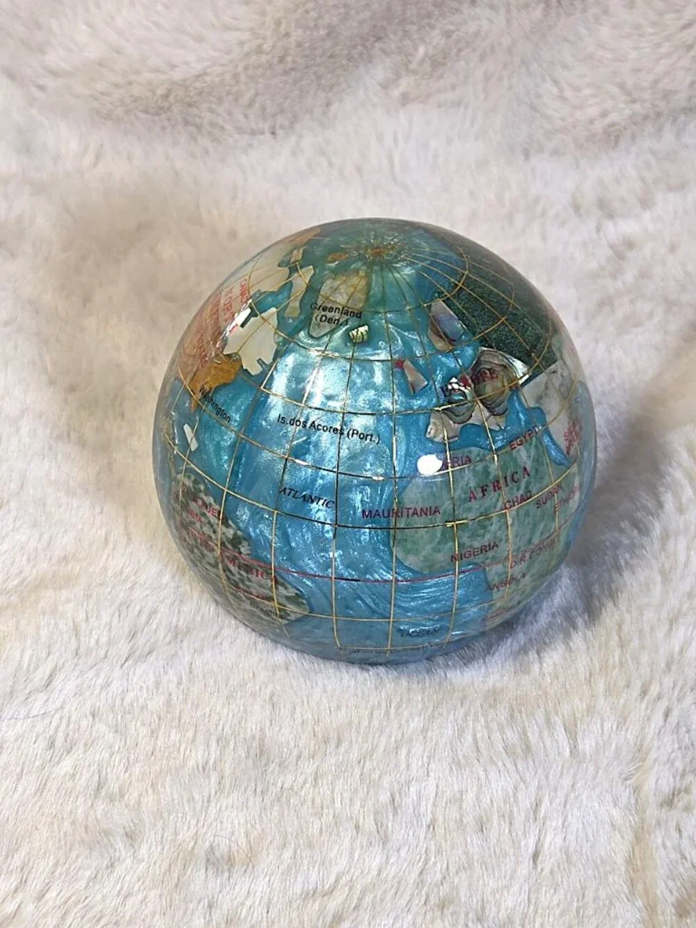 Vintage Handcrafted Semi-Precious Gemstone Globe Paperweight Alexander Kalifano